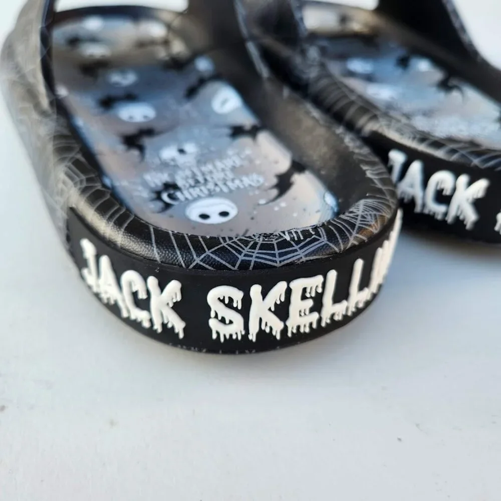 NEW Nightmare Before Christmas Men's Size 12 Sandals Slides Slippers Black White